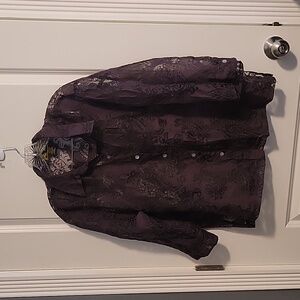 Mirasol brown lace button top